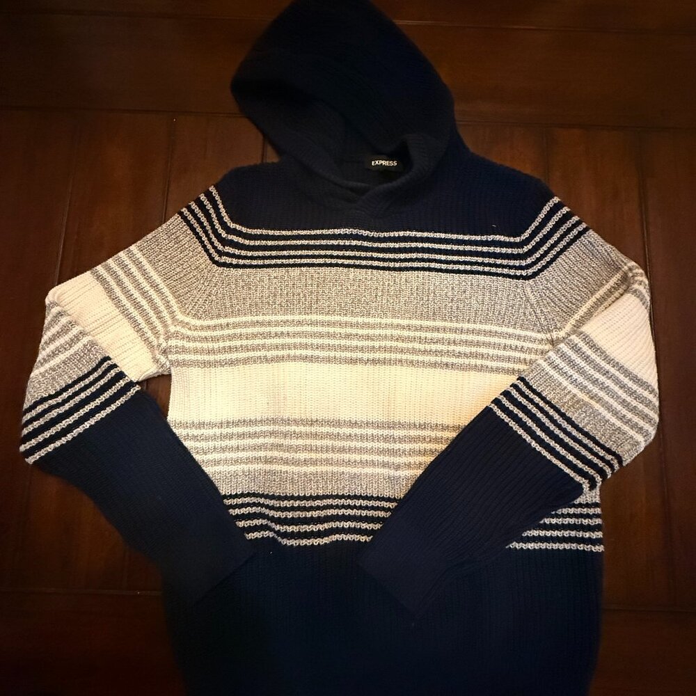 Navy blue & white sweater hoodie Express men's medium